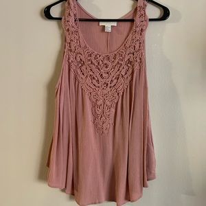 Like New| Blush Lace Embellished Tank